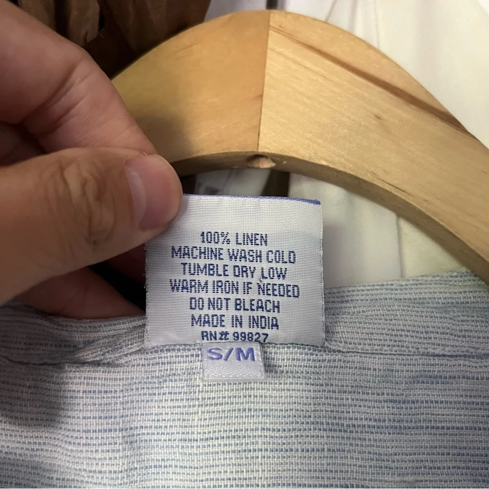 PINE CONE HILL blue striped linen popover long sleeve pleated pintuck mini dress